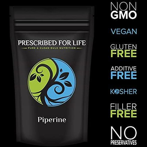 Prescribed For Life Piperine Powder, 95% Black Pepper Extract, Gluten Free, Vegan, Natural Antioxidant (0.5oz / 14g)