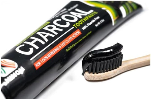 Ninon (6.5oz) 2 Pack- 100% Charcoal Toothpaste Fluoride Free - No Saccharin - No Paraben - Vegetable Base