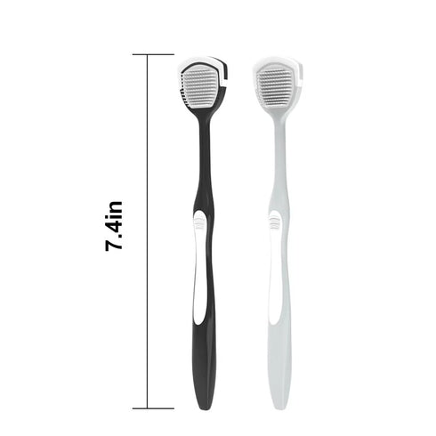 Tongue Cleaner and Brush, Tongue Scraper for Oral Hygiene, Pack of 4 in Black and Gray to Reduce Bad Breath