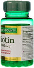Nature's Bounty Biotin 1000 mcg Vitamin Supplement Tablets, 100 ea (Pack of 2)