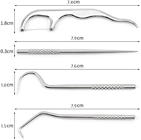 Toothpicks Pocket Set, Dental Floss Picks Kit Reusable, Stainless Steel Teeth Cleaning Tools, Flossers for Adults, Tooth Picker Oral Hygiene Travel (2 Set)