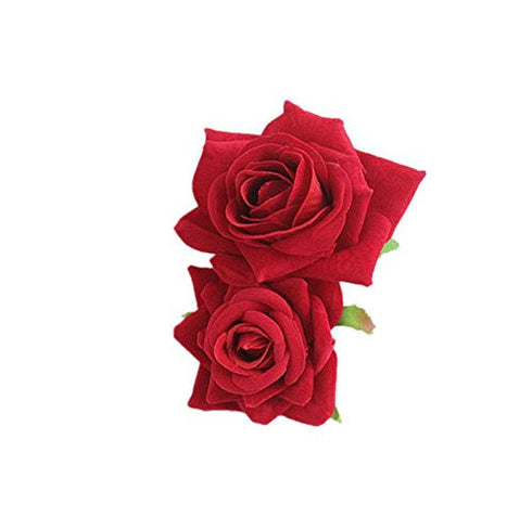 Rose Flower Hair Clip, 3D Red Roses Hair Accessories for Girls Women, Wedding Hair Clip