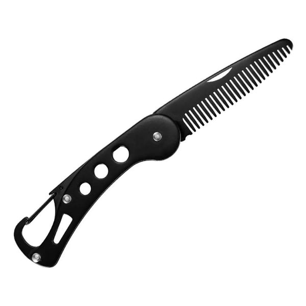 Portable Stainless Steel Folding Beard Comb, Anti Static Multifunction Comb for Men Mustache Styling
