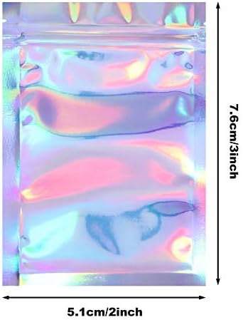 Blulu 100 Pieces Resealable Foil Proof Bags, Iridescent Scent Proof Flat Pouch Clear Smell Sealable Packing Bags for