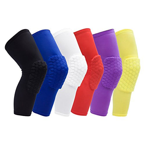 Wei Long Knee Calf Padded Compression Leg Sleeve, Black, Sports Protective Gear for Football, Basketball