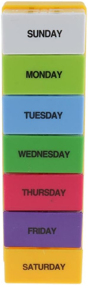Luzhengyang 7 28 Multi-Color Day Pill Box Organizer Case, Weekly Tablet Storage for AM PM Medication, Travel Carry