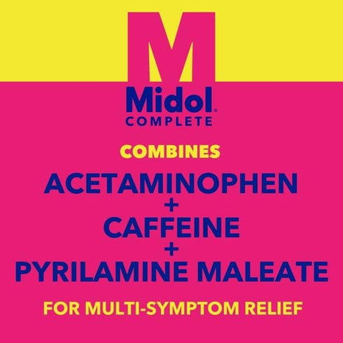 Midol Complete Menstrual Pain Relief Caplets with Acetaminophen for Period Cramps, 40 Count (Pack of 3)