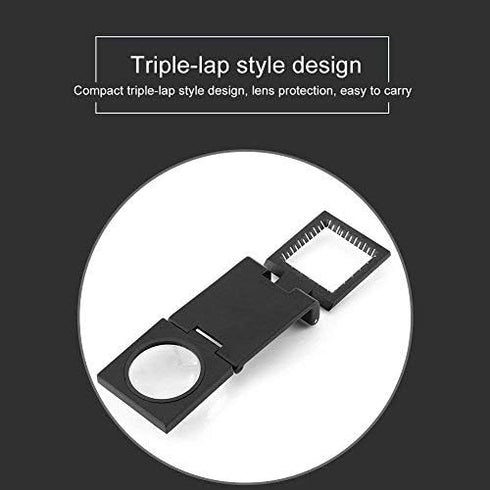 10X 28mm Mini Three-Folding Magnifier, Zinc Alloy with Scale for Textile Optical Jewelry Tool (5Pcs).