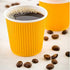 Restaurantware 4 Ounce Paper Coffee Cups, 25 Disposable Ripple Wall Cups, Leakproof, Yellow Paper Hot Cups
