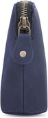 Leather Cosmetic Case, Zipper Coin Pouch, Makeup Bag with Zipper Closure in Blue