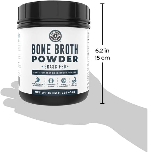 16oz Bone Broth Protein Powder from Grass Fed Beef - Unflavored, Rich in Collagen, Paleo Protein Powder