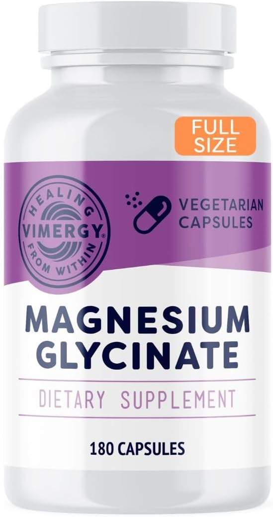 Vimergy Magnesium Glycinate, 90 Servings with Turmeric & Ginger - Supports Relaxation, Sleep, Bone & Heart Health