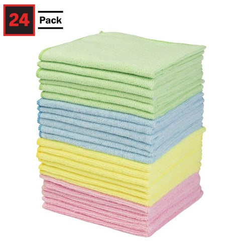 Stalwart Microfiber Cleaning Cloth Set - 24-Pack of Lint-Free Absorbent Towels for Cars, Home, Kitchen