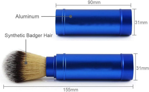 Walfront Shaving Brush, Men Portable Beard Brush Travel Facial Foaming Shaving Brush Grooming Tool Aluminum + Brush Hair Material, Bathroom Supplies
