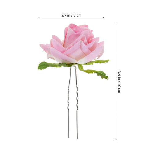 Mobestech 6Pcs Handmade Rose Flower Hair U Shaped Bobby Fork Picks, Decorative Hair Clips for Women Wedding & Bridal