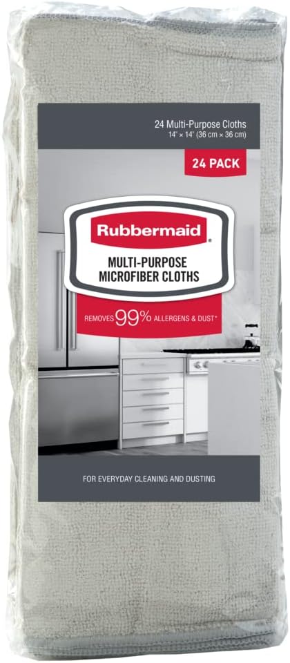 Rubbermaid Microfiber Cloth Towels, 24 Pack, 14"x14", Non-Scratch, Reusable/Washable for Cleaning/Wiping/Polishing for Home/Kitchen/Car by Rubbermaid
