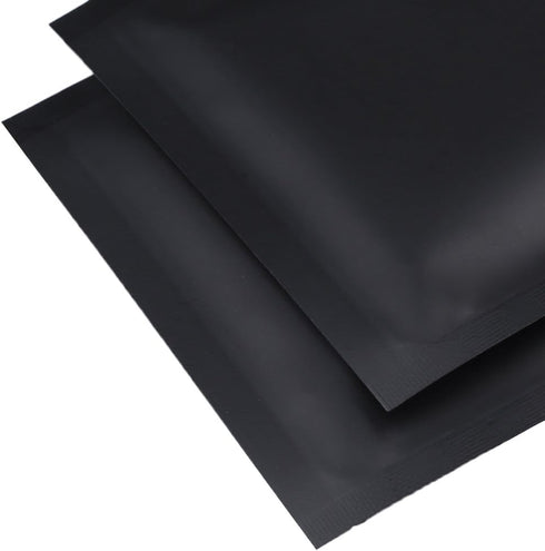 100pcs Frosted Clear Window Flat Colored Metallic Foil Resealable Zipper Seal Bags (Black, Flat, 3oz)