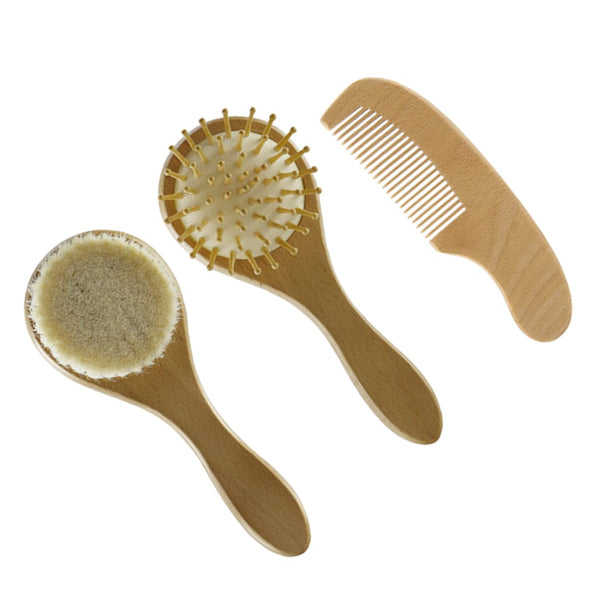 Milisten Newborn Hair Brush Comb Set Soft Woolen Massager for Boy Girl