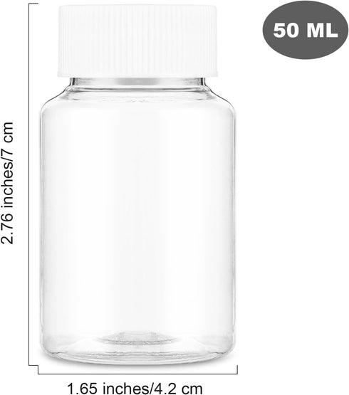 4Pcs Clear Pill Bottle 50ml by WLLHYF, Empty Plastic Medicine Bottles with Caps
