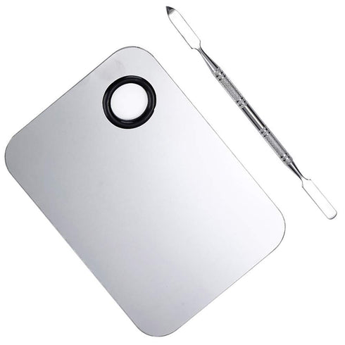 Professional Stainless Steel Cosmetic Makeup Palette, Mixing Spatula Tool, Beauty Salon Color Cream Palette