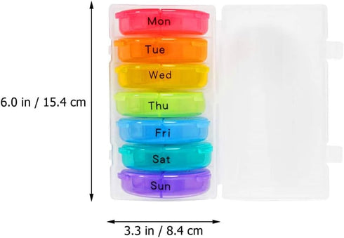 HONITANO 21-Compartment Weekly Pill Organizer Rainbow Medicine Storage Box Portable Dispenser with Separate