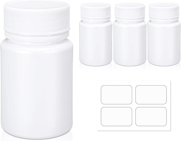 Empty Plastic Pill Bottle Medicine Bottles, Reagent Chemical Container with Smooth Screw Lid for Liquid Solid Powder