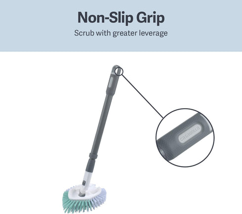 Casabella Tub & Tile Brush - Extendable Bathroom Cleaning Brush with Non-Slip Grip, All-Around Dual Bristles