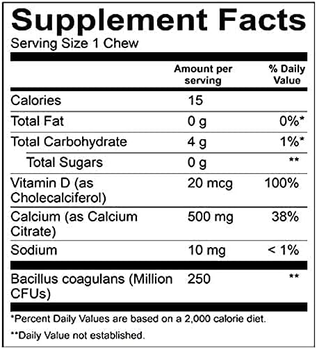 BariatricPal Sugar-Free Calcium Citrate Soft Chews, 500mg with Probiotics, 90 Count, French Caramel Vanilla