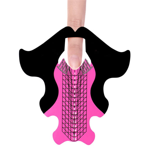 Tvoip 100Pcs Nail Forms Extension Tips Guide for French DIY Tool, Fish Acrylic UV Gel Nail Art Tools (Pink)