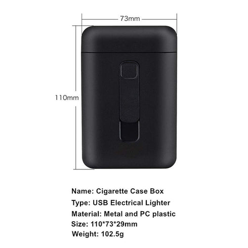 Cigarette Case with Lighter, King Size Portable Pack for 20 Regular Size Cigarettes, USB Rechargeable Lighter