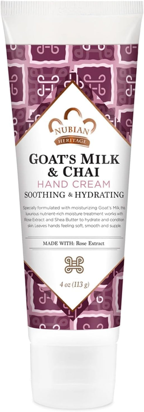 Nubian Heritage Hand Cream, Goat Milk and Chai, 4 Ounce