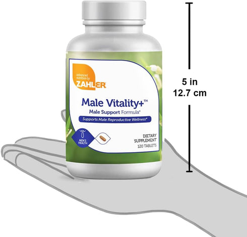 Zahler Male Vitality+ Male Formula, Fertility Supplements Supporting Energy & Reproductive Wellness, 120 Tablets,
