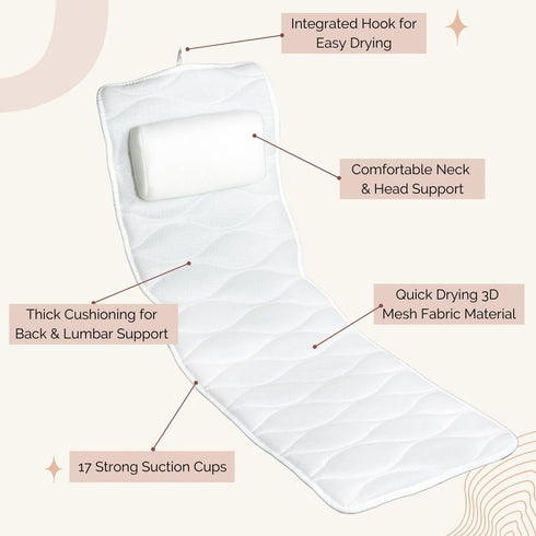 Our Full Body Bath Pillow - Ideal Bathtub Accessory for Relaxing Bath Gifts for Women