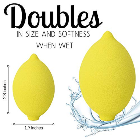 Thirsty Lemon Makeup Sponge by Ally Things Beauty | Yellow Lemon Shaped Makeup Blender for Liquid Foundation