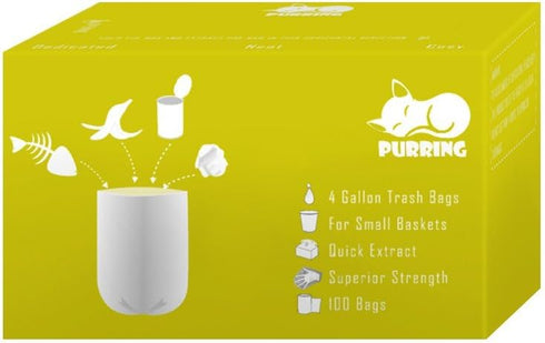 Small 4 Gallon Trash Bags with Quick-Dispense, Cute Compact Package, 100 Count (Yellow)