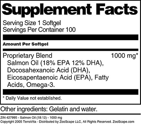 Terravita (18:12) 1000 (100 427995) Salmon Oil - mg softgels, ZIN: