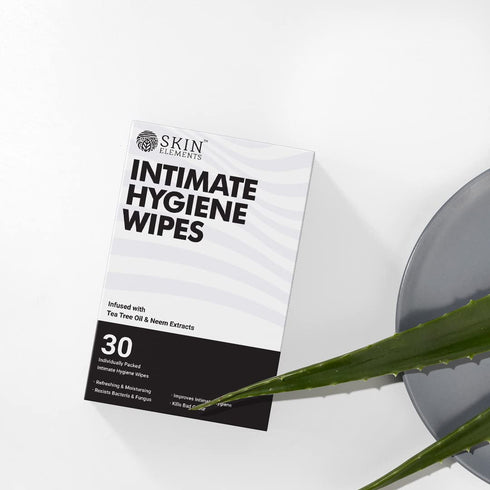 Skin Elements pH Balanced Intimate Hygiene Wipes with Tea Tree Oil, Pack of 30 Individually Wrapped Wipes