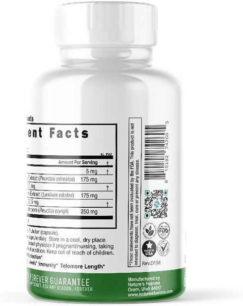 Nutri L Ergothioneine Supplements with Organic Mushroom Complex - 5mg L-Ergothioneine & 600mg Organic Mushroom