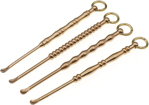 Vugyue 4Pcs Gold Ear Pick Ear Curette Cleaner, Brass Reusable Ear Cleaner with