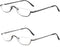 KoKoBin Half Reading Glasses, 2 Pairs Half Rim Metal Frame Glasses for Men and Women, Black+Gunmetal 2.25