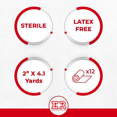 Ever Ready First Aid Sterile Conforming Gauze Roll Bandage, Box of 12-2 inch