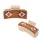 Western Cowgirl Hair Accessories Genuine Cowhide Tooled Aztec Claw Clip 3.5" for Girls Women