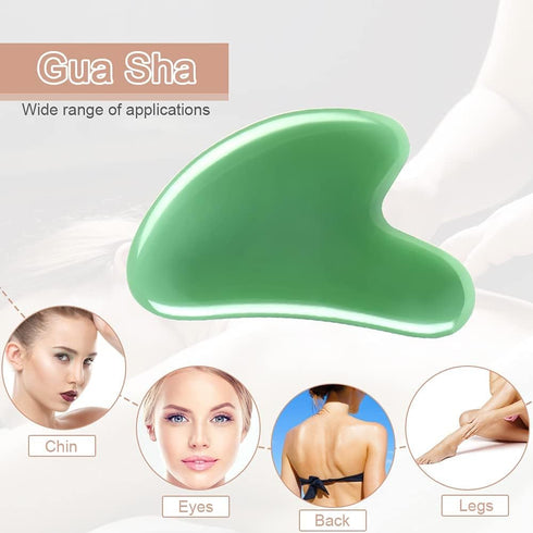 Gua Sha Massager Tool, 2 Pcs Natural Jade Stone Guasha Board for Physical Therapy and SPA Acupuncture