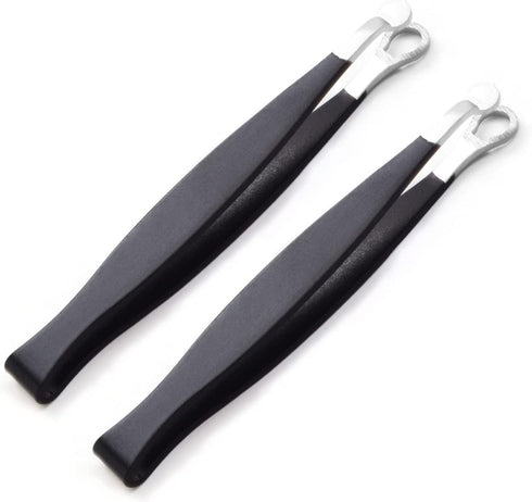 Precision Nose Hair Tweezer - Stainless Steel Round Head Grooming Scissor for Safely Trim Nose and Ears (2 Black)