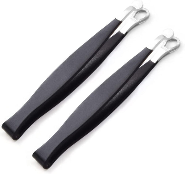 Precision Nose Hair Tweezer - Stainless Steel Round Head Grooming Scissor for Safely Trim Nose and Ears (2 Black)