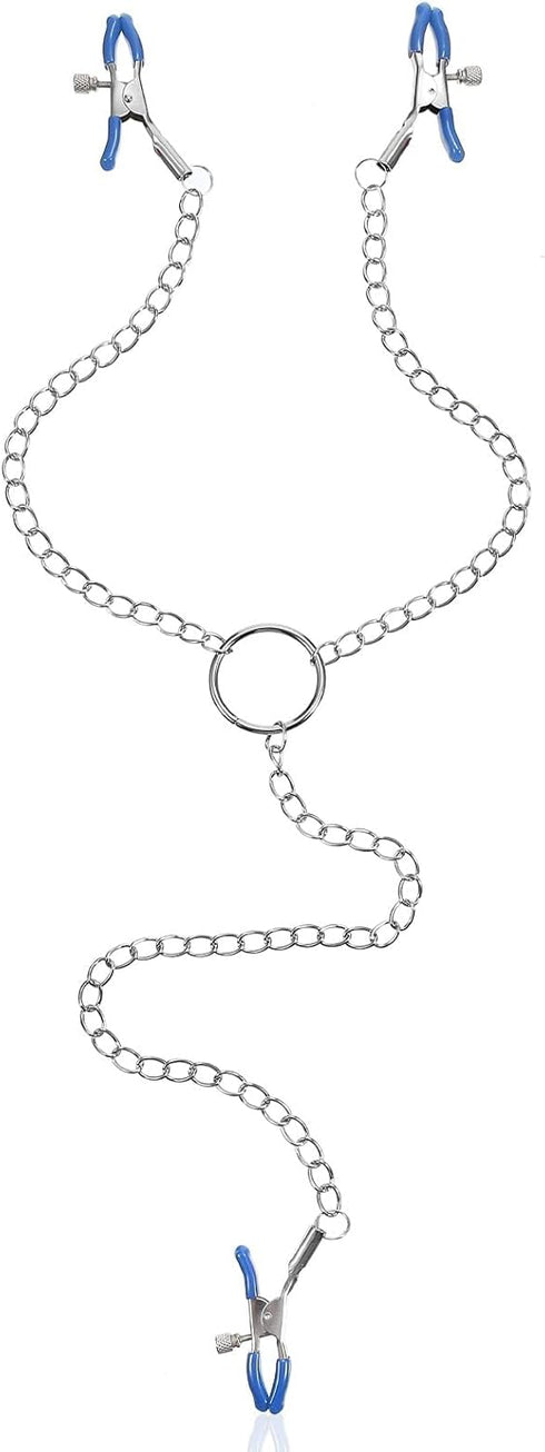 Quilax Adjustable Non Piercing Nipple Clamps Y Necklace for Women Men, Body Jewelry