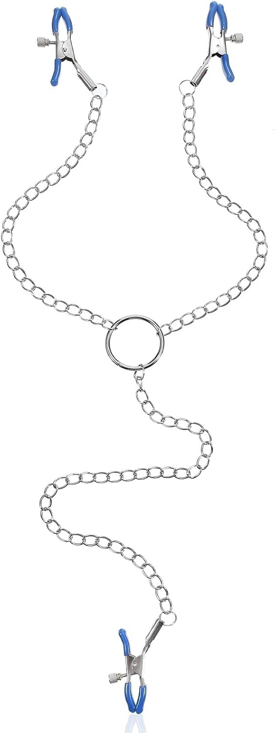 Quilax Adjustable Non Piercing Nipple Clamps Y Necklace for Women Men, Body Jewelry