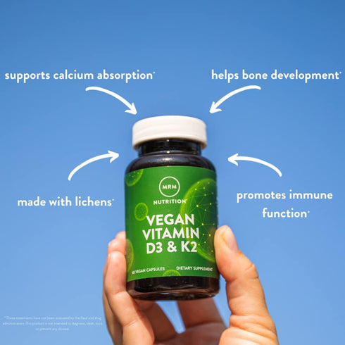 MRM Nutrition Vegan Vitamin D3 & K2, Bone + Immune Health, 60 Servings
