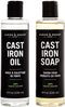 CARON & DOUCET Cast Iron Cleaning & Conditioning Set: 100% Plant-Based Seasoning Oil & Cleaning Soap, 8oz Each