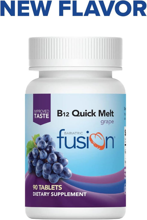 Bariatric Fusion Vitamin B12 Quick Melt, 90 Count | Grape Flavored Tablets for Post Bariatric Surgery Patients